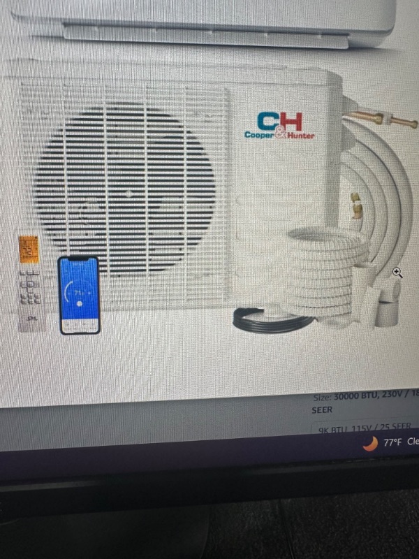 Photo 1 of Cooper & Hunter 30,000 BTU Sophia Series Mini Split Air Conditioner Condenser, 18 SEER, 208/230V with 25' Installation Kit…