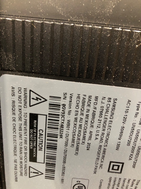 Photo 3 of ** USE FOR PARTS*
SAMSUNG 65-Inch Class Crystal UHD 4K DU7200 Series HDR Smart TV w/Object Tracking Sound Lite, PurColor, Motion Xcelerator, Mega Contrast, Q-Symphony (UN65DU7200, 2024 Model) 65-Inch TV Only