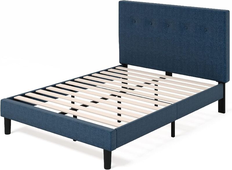 Photo 1 of  Omkaram Upholstered Platform Bed Frame / Mattress Foundation / Wood Slat Support / No Box Spring Needed / Easy Assembly, Queen
