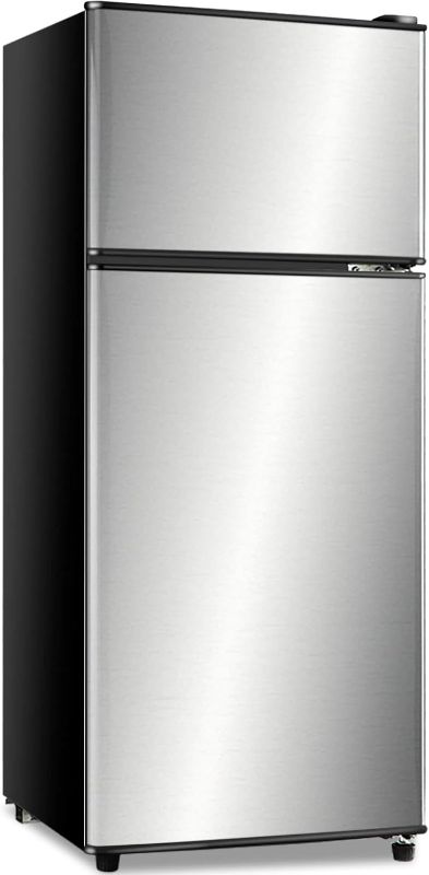 Photo 1 of ****Damage on the floor****
Anukis Compact Refrigerator 2 Door Mini Fridge with Freezer for Apartment, Dorm, Office, Family, Basement, Garage - Silver
