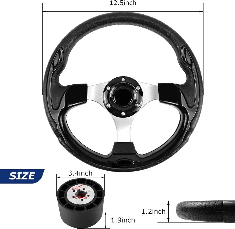 Photo 4 of (READ FULL POST) 12.5inch, 3/4 Inch Axle Marine Steering Wheel Adapter, Anti-Slip Carbon Fiber Steering Wheel for Boats, Yachts, Pontoon Boats (Black)
