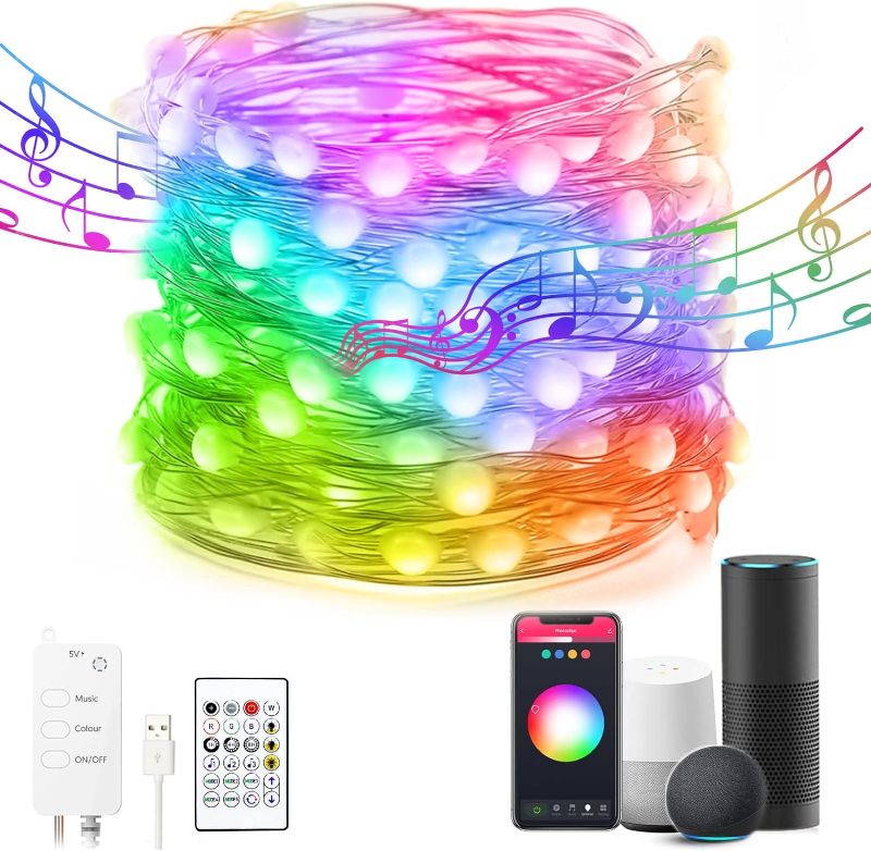 Photo 1 of Avatar Controls 32.8ft Smart Fairy Lights Works w/Alexa Google, Color Changing LED Lights with Remote&APP, Music Sync Fairy Lights with 20 Flash Modes, Dreamcolor Plug in USB String Lights with Timer
