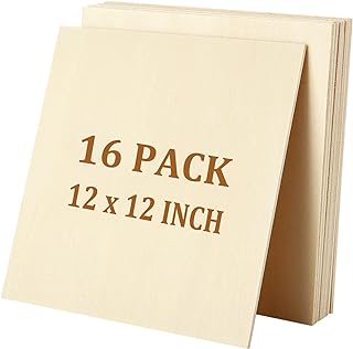 Photo 1 of 
Acrux7 16 Pack Sheets 12 x 12 Inch 2mm Plywood Sheets Blank Wood Squares Unfinished Thin Wood Board for Crafts, Painting, Laser Cutting, Wood..