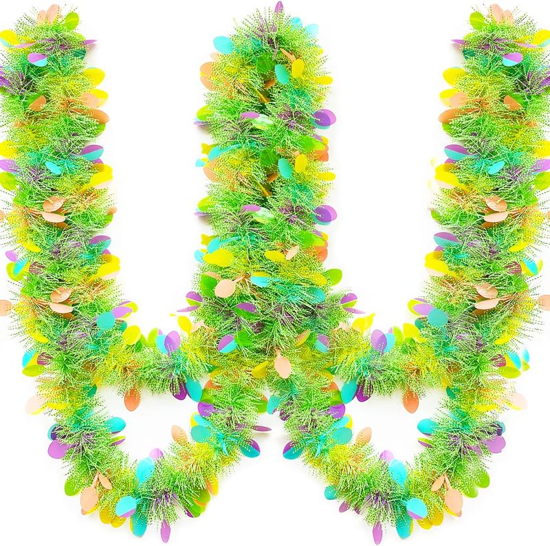 Photo 1 of Easter Tinsel Garland,40 Feet Colorful Tinsel Twist Garland,Metallic Glitter Garlands for Easter,Spring Party Supplies
