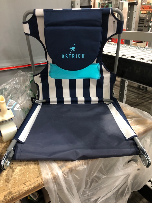 Photo 1 of ** SEE NOTES ** Ostrich LCL-1006S LCL Ladies Comfort Lounger, Blue and White Striped, 72 in. L x 24 in. W x 12 in. H & Lounge Chaise Blue and White Striped Chaise Lounge Only + Chaise