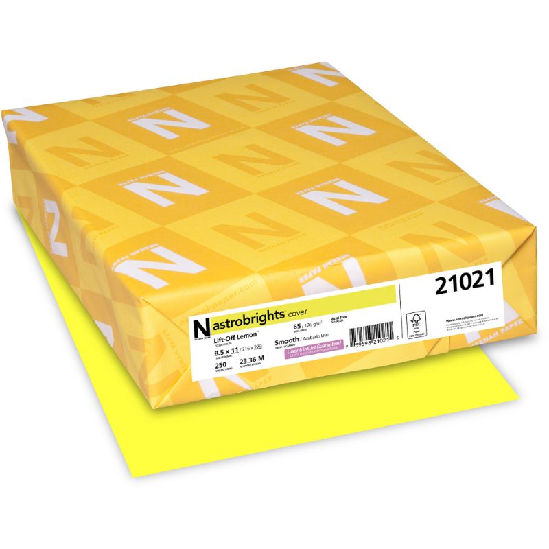 Photo 1 of Astrobrights Color Cardstock, 65 Lb, 8.5 X 11, Lift-off Lemon, 250/pack