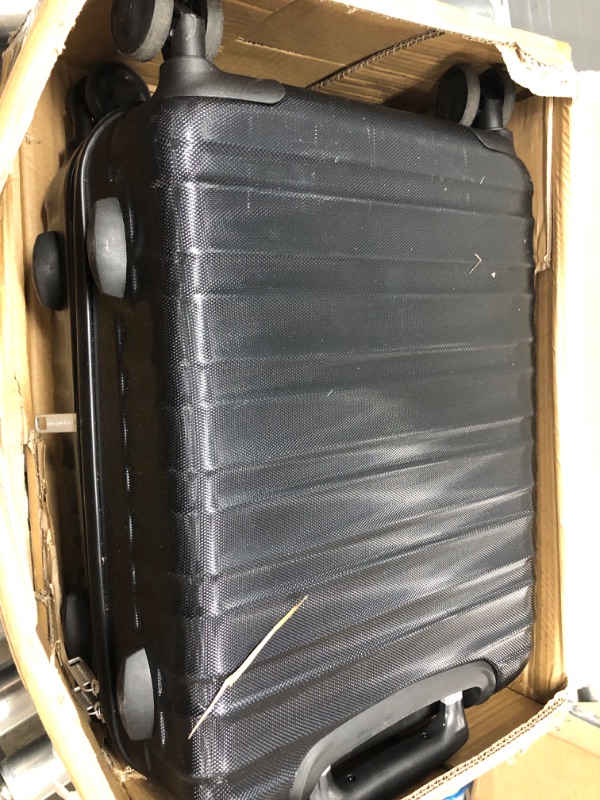 Photo 2 of **USED**Amazon Basics Expandable Hardside Luggage, Suitcase with Wheels, 18-Inch Spinner with Four Spinner Wheels and Scratch-Resistant Surface, Black
