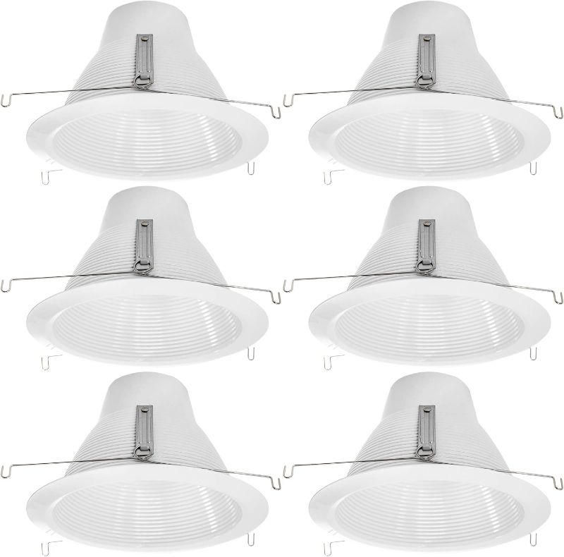 Photo 1 of [6-Pack] PROCURU 6-Inch Recessed Light Shorty Cone Trim, Weatherproof Air-Tight, IC-Rated, White