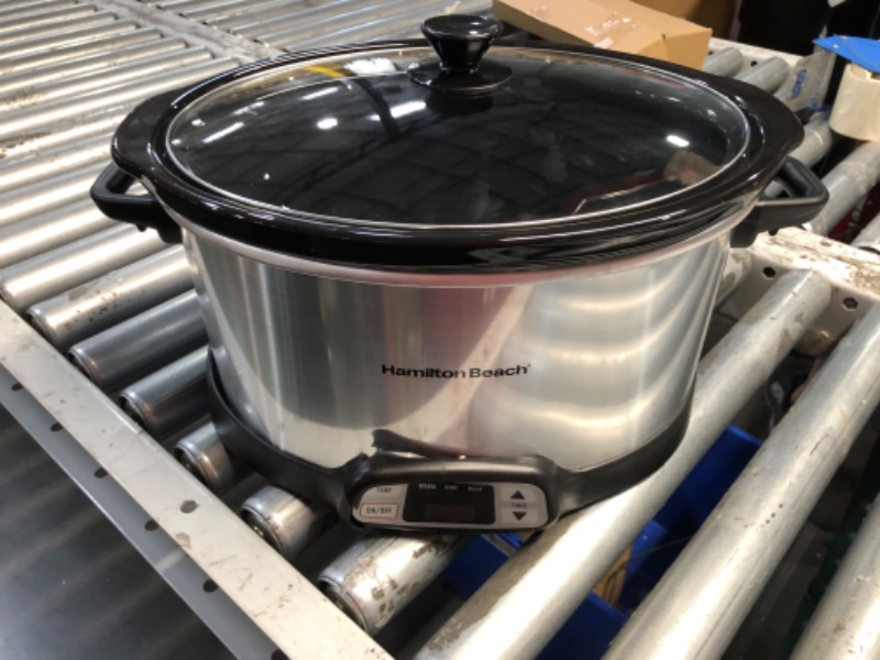 Photo 2 of ***NONREFUNDABLE - PARTS ONLY - SEE COMMENTS***
Hamilton Beach 8 Quart Programmable Slow Cooker with Three Temperature Settings, Dishwasher Safe Crock and Lid, Silver (33480) Silver 8 Quarts