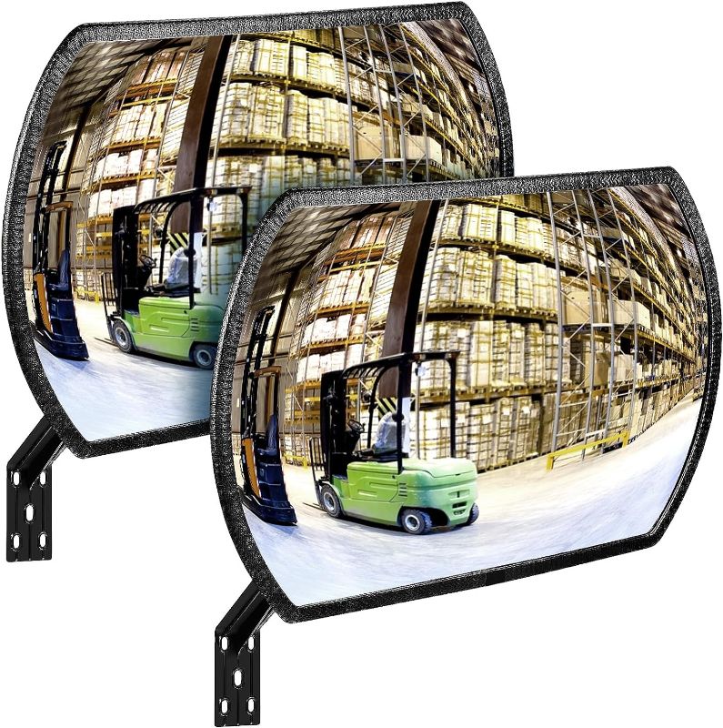 Photo 1 of 2 Pcs Garage Mirror Parking Indoor Acrylic Convex Security Mirror 18" x 12" Rectangular Convex Corner Mirror Blindspot Mirror with Protective Film...
