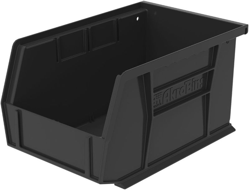 Photo 1 of Akro-Mils 30237 AkroBins Plastic Hanging Stackable Storage Organizer Bin, 9-Inch x 6-Inch x 5-Inch, Black, 
