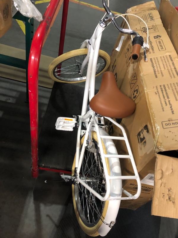 Photo 6 of **PARTS ONLY** NON REFUNDABLE**BIKE NOT COMPLETE**
Missy 20" 24" 26" inch Girl Cruiser 6-Speed Hybrid City Bicycle for Youth Over 6 Years Old with Wicker Basket & Lightweight, Multiple Colors White 20 Inch / Having Rack