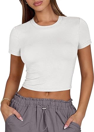 Photo 1 of ANRABESS Womens High Neck Tank Crop Tops Cutout Backless Sleeveless Sexy Going Out Slim Fitted Tee Shirt Y2K Summer Outfits White A1505dabai-M, Medium