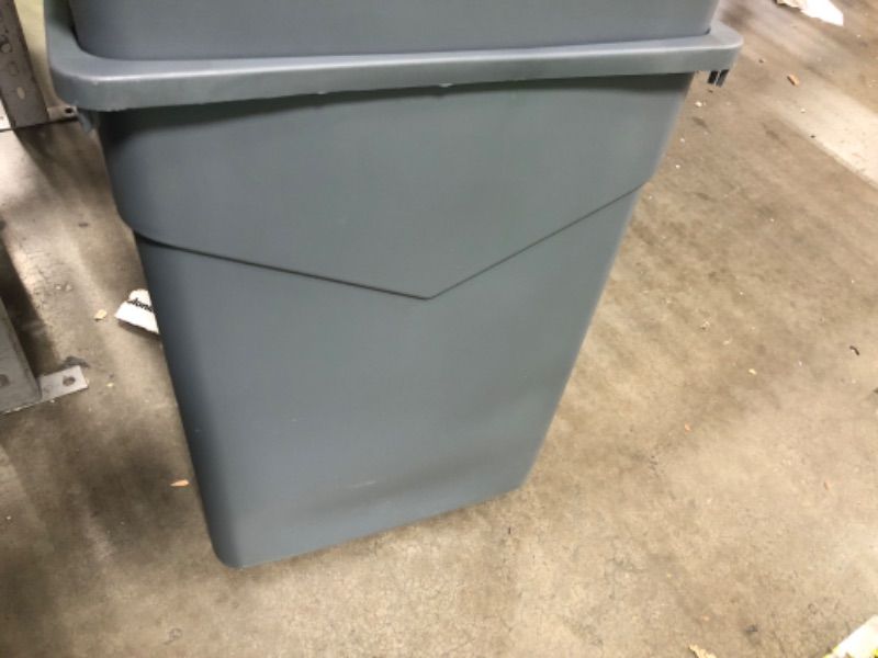 Photo 1 of Carlisle FoodService Products Trimline Rectangular Waste Container with Handles, Polyethylene, 15 Gallons, Gray 15 Gallon 1 Pack Grey