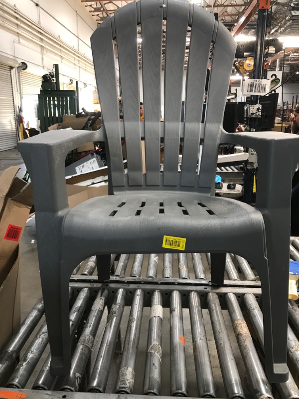 Photo 2 of Adams Manufacturing Stackable Gray Resin Frame Stationary Adirondack Chair with Slat Seat