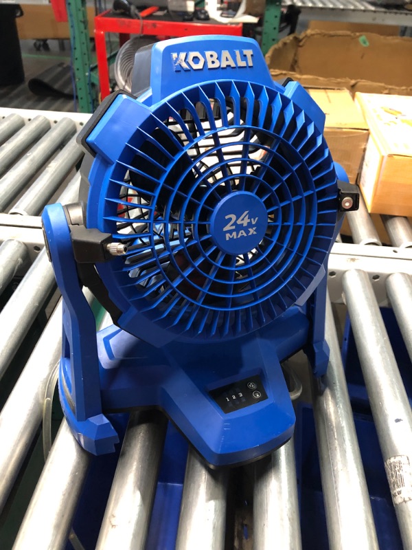 Photo 4 of ***SEE NOTES*** Kobalt 7-in 24-Volt 3-Speed High Velocity Indoor or Outdoor Blue Misting Floor Fan