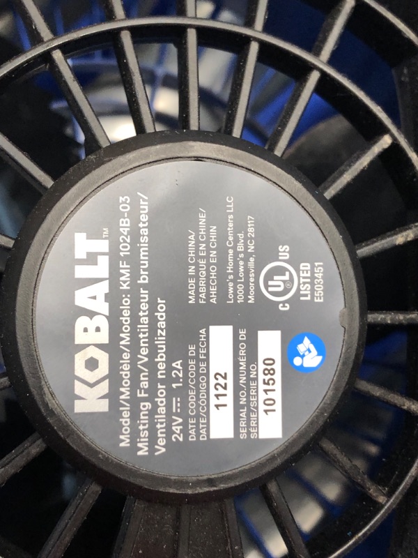 Photo 5 of ***USED - DIRTY - NO BATTERY OR CHARGER - UNABLE TO TEST - SEE PICTURES***
Kobalt 7-in 24-Volt 3-Speed High Velocity Indoor or Outdoor Blue Misting Floor Fan