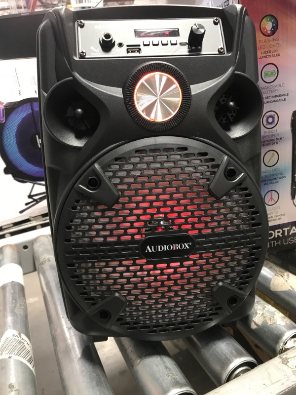 Photo 2 of **MISSING MICROPHONE**  AUDIOBOX ABX-82S Portable 8" PA Speaker with Stand, WaveSync™ Technology, Bluetooth, LED Lights, 1100W - includes Microphone & USB Cable