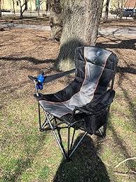 Photo 1 of ALPHA CAMP Folding Camping Chair Oversized Heavy Duty Padded Outdoor Chair with Cup Holder Storage and Cooler Bag, 450 LBS Weight Capacity, Thicken 600D Oxford, Blue
