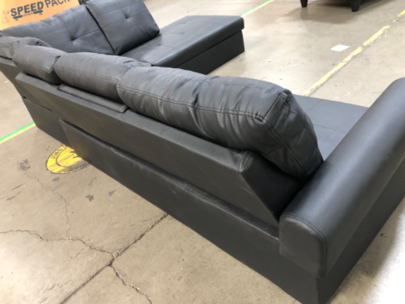 Photo 1 of *MISSING PARTS*MINOR DAMAGE*  Ainehome 3 PCS Living Room Set, Sectional Sofa Set, L-Shape Couch in Home, with Storage Ottoman and Matching Pillows (Black,Right Hand Facing)