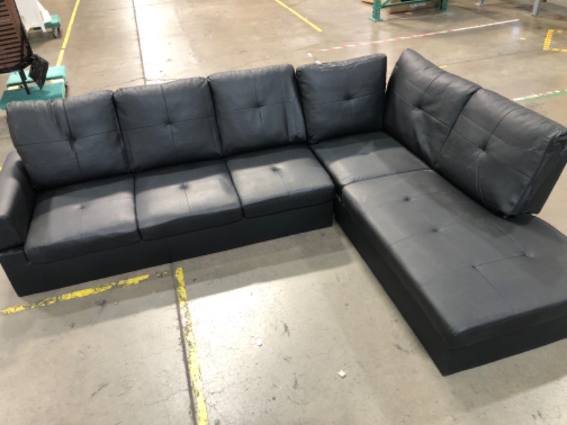 Photo 1 of *MISSING PARTS*MINOR DAMAGE*  Ainehome 3 PCS Living Room Set, Sectional Sofa Set, L-Shape Couch in Home, with Storage Ottoman and Matching Pillows (Black,Right Hand Facing)