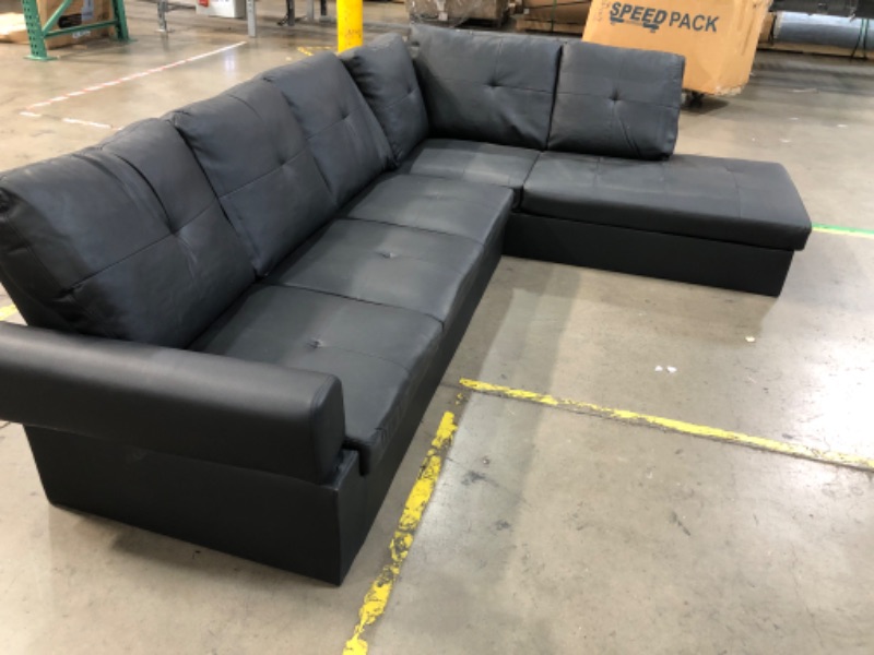 Photo 1 of *MISSING PARTS*MINOR DAMAGE*  Ainehome 3 PCS Living Room Set, Sectional Sofa Set, L-Shape Couch in Home, with Storage Ottoman and Matching Pillows (Black,Right Hand Facing)