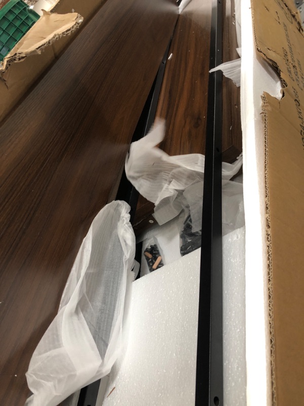 Photo 1 of * Missing Hardware* Minor Damage* Tribesigns 63" Executive Desk with Bottom Hidden Shelf, Large Computer Desk Office Desk with Thickened Board and Frame, Workstation Writing Table for Home Office, Rustic Brown & Black
