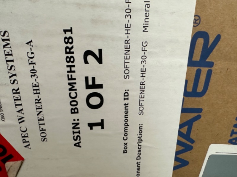 Photo 6 of **SEE NOTES**APEC SOFTENER-HE-30-FG Water Softener, Treats Whole House 1-3 bathrooms, 30K Grains, Luxurious Spa Quality Soft Water, Highly Efficient Digital Control Microprocessor
