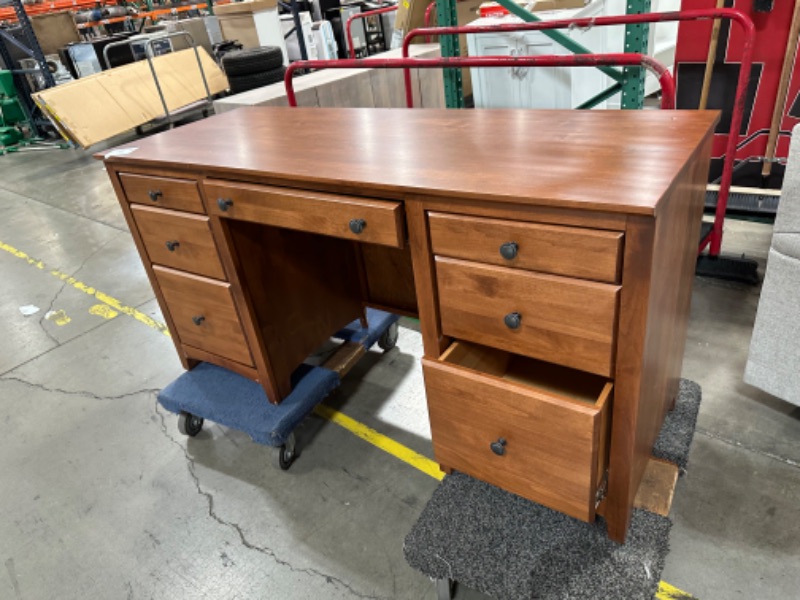 Photo 1 of **SEE NOTES**Aged Maple Executive Pedestal Desk 58 L X30 H X 22 W