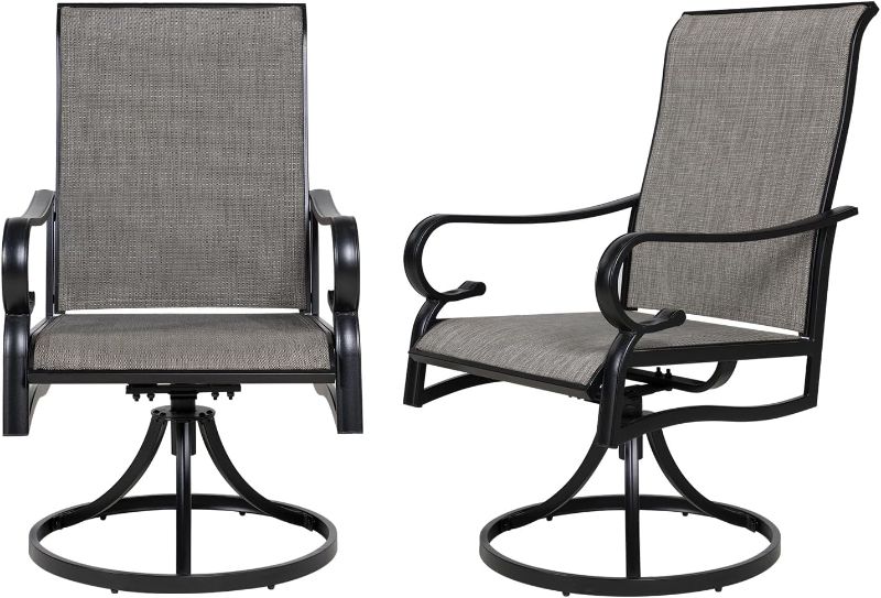 Photo 1 of *SIMILAR TO STOCK PHOTO* Style Selections Melrose Set of 2 Wicker Black Steel Frame Swivel Dining Chair with Gray Sling Seat
