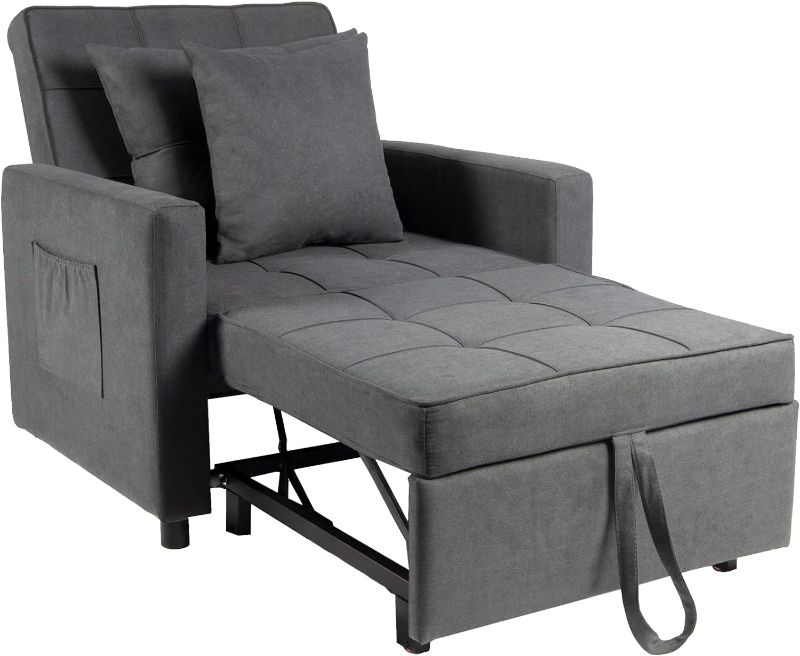 Photo 1 of **SEE NOTES****Polar Aurora Sofa Bed Chair 3-in-1 Convertible, Lounger Sleeper, Single Recliner for Small Space with Adjustable Backrest (Dark Grey)