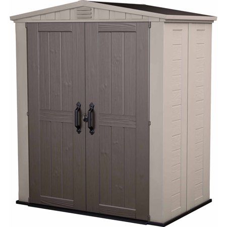 Photo 1 of **SEE NOTES**Factor 6 Ft. W X 3 Ft. D Outdoor Durable Resin Plastic Storage Shed with Double Doors, Taupe and Brown (22.9 Sq. Ft.)
