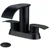 Photo 1 of 
GAGALIE
4 in. Centerset Double-Handle Waterfall Spout Bathroom Vessel Sink Faucet with Pop Up Drain Kit in Matte Black