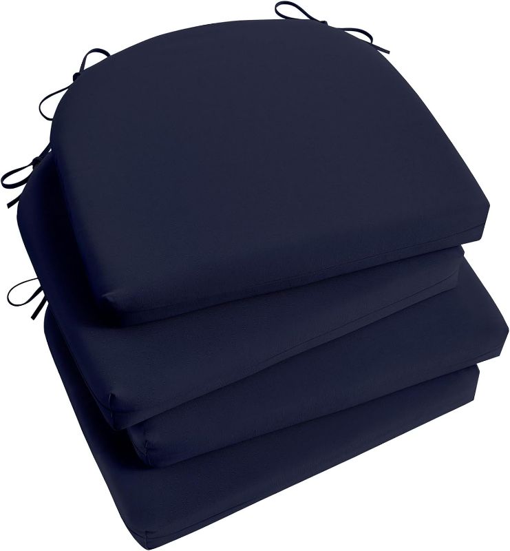 Photo 1 of (READ FULL POST) Favoyard Outdoor Chair Cushions 19"x19"x2" set of 4 Waterproof Seat Cushion for Patio Furniture with 3-Year Fade Resistant Removable Cover Attach Straps Hidden Zipper Round Corner for Yard Garden
