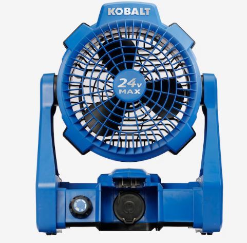 Photo 1 of (READ FULL POST) Kobalt 7-in 24-Volt 5-Speed High Velocity Indoor or Outdoor Blue Personal Fan (Battery and Charger Not Included)