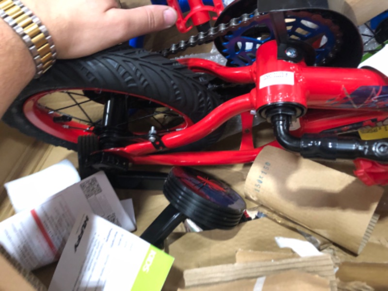 Photo 3 of 12 Marvel Spider-Man Bike with Training Wheels for Boys Red by Huffy
