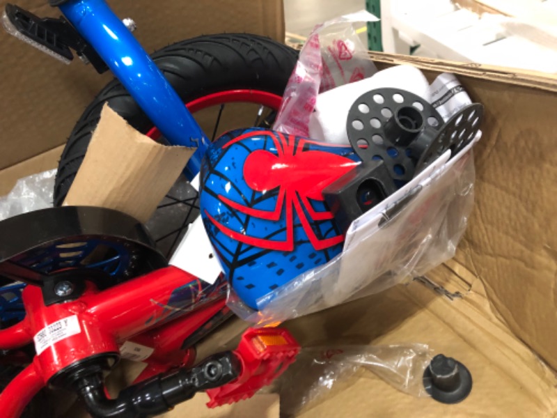 Photo 4 of 12 Marvel Spider-Man Bike with Training Wheels for Boys Red by Huffy
