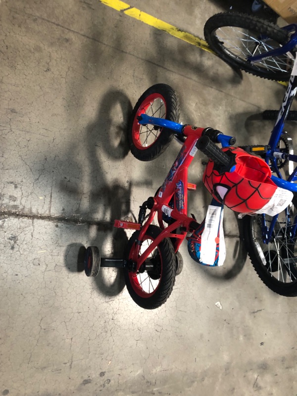 Photo 5 of 12 Marvel Spider-Man Bike with Training Wheels for Boys Red by Huffy
