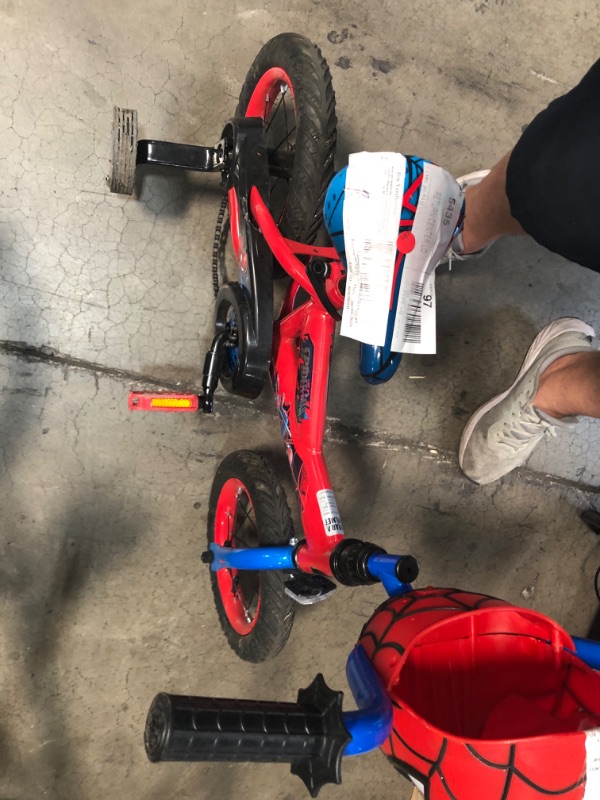 Photo 1 of 12 Marvel Spider-Man Bike with Training Wheels for Boys Red by Huffy
