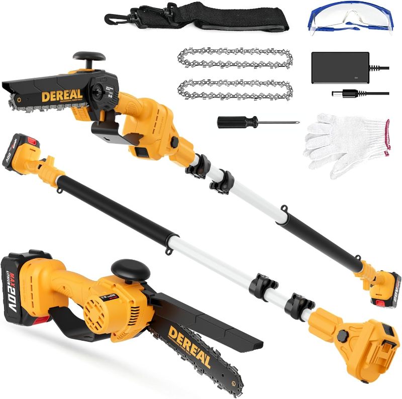 Photo 1 of 
Vetoper DEREAL Pole Saw Cordless, Battery Powered Pole Saws for Tree Trimming, 20V 4.0Ah Battery Pole Chainsaw, 8" Cutting Cordless Power Pole Saw, 17ft...