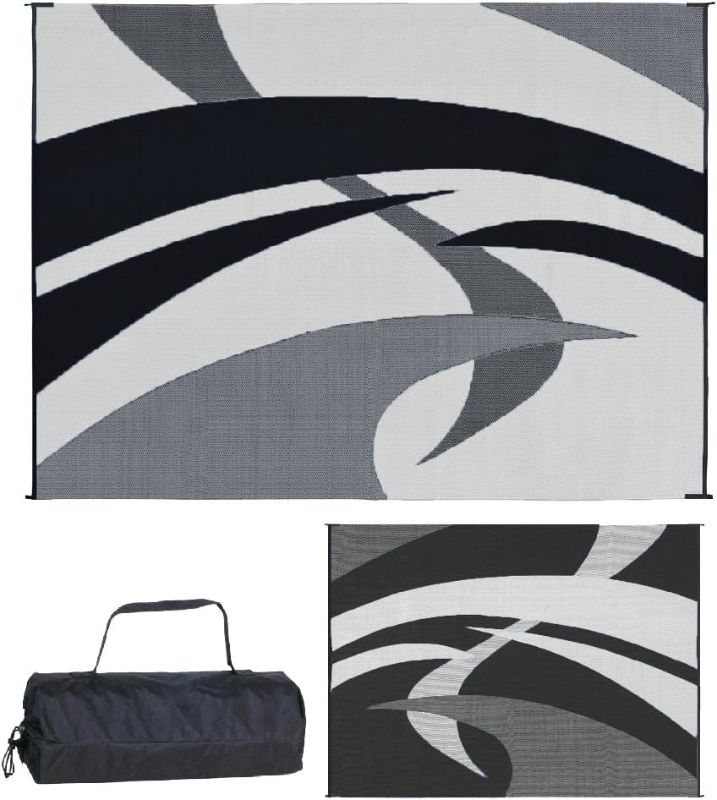 Photo 1 of 
Photo for Reference Only**Stylish Camping Outdoor Patio / RV Camping Mat - Swirl (Black/White, 9-Feet x 12-Feet)
Size:9x12
Color:Black/White