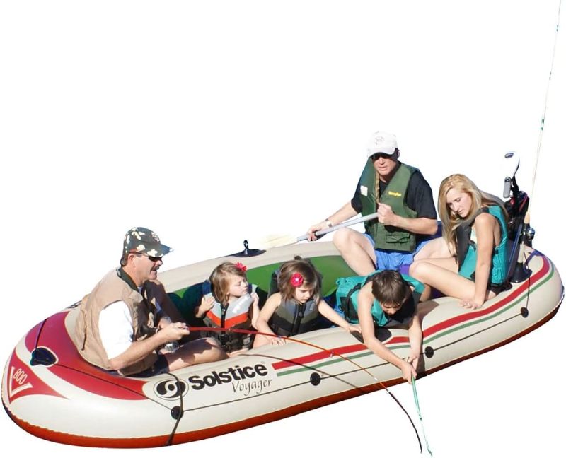 Photo 1 of 
SOLSTICE Inflatable Fishing Boat Rafts 2 to 6 Person Options for Adults Compatible with Motor Comes W/Accessories Pole Holders Cushions Grab Line 6 to 12 Ft...