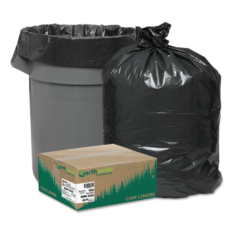 Photo 1 of 56 Gal. 2 Mil 43 in. X 47 in. Black Linear Low Density Recycled Can Liners (10 Bags/Roll, 10 Rolls/Carton)