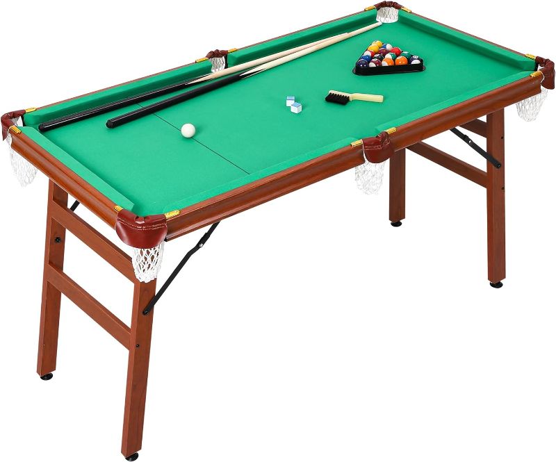 Photo 1 of 
GAOMON 4.5 ft Folding Billiards Table Portable Foldable Billiards Table for Kids and Adults Pool Game Table with 2 Cue Sticks 16 Balls Triangle Chalk