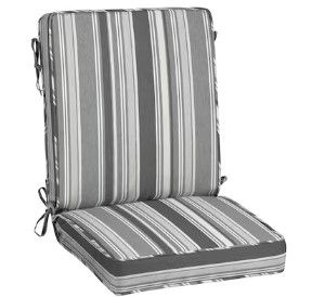 Photo 1 of allen + roth with STAINMASTER Stainmaster 20-in x 20-in Black Stripe High Back Patio Chair Cushion