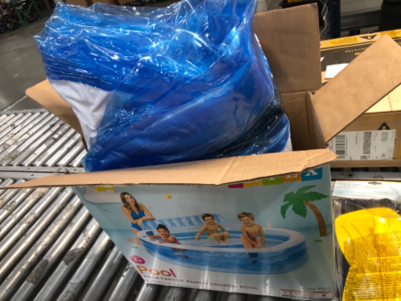 Photo 1 of INTEX Swim Center Inflatable Family Lounge Pool: Built-in Bench – Cup Holder – 156 Gallon Capacity – 90" x 86" x 31" – Blue