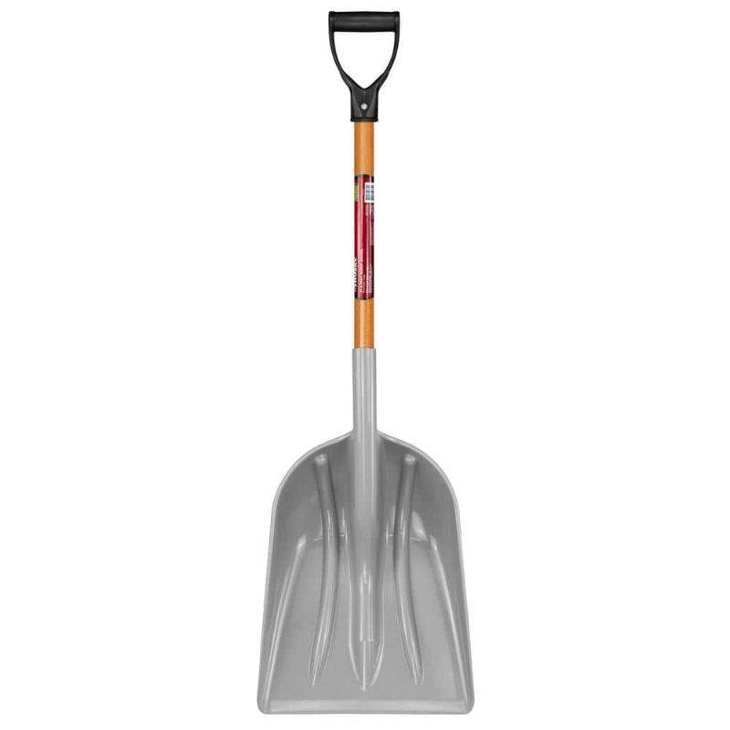 Photo 1 of 31 in. Wood Handle D-Grip Plastic Scoop Shovel
