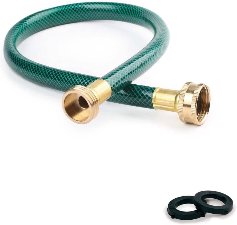 Photo 1 of 1/2" 2 FT Outdoor PVC Garden Hose for Lawns, Water Hose, Boat Hose, Flexible Durable and Leakproof, Solid Brass GHT Connector(Green, 2FT)
