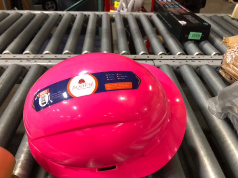 Photo 2 of Acerpal Full Brim Non-Vented Solid Color OSHA Hard Hat-pink