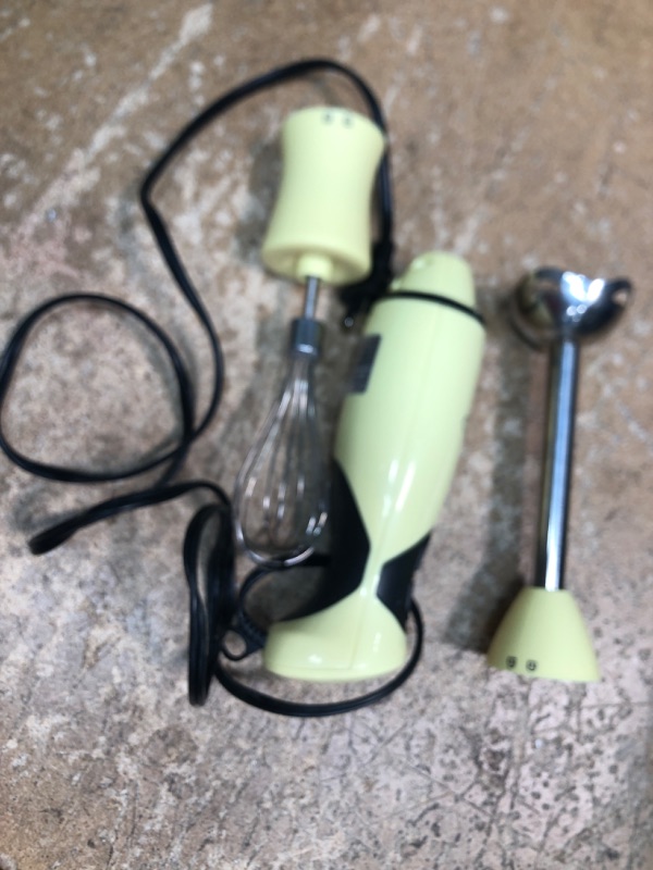 Photo 2 of **TESTED AND FUNCTIONAL**
BELLA Immersion Blender, Portable Mixer and Emulsifier with Whisk Attachment, 2 Speed, Electric Handheld Juicer, Shakes, Baby Food and Smoothie Maker, Stainless Steel, BPA Free, 250 Watt, Yellow
